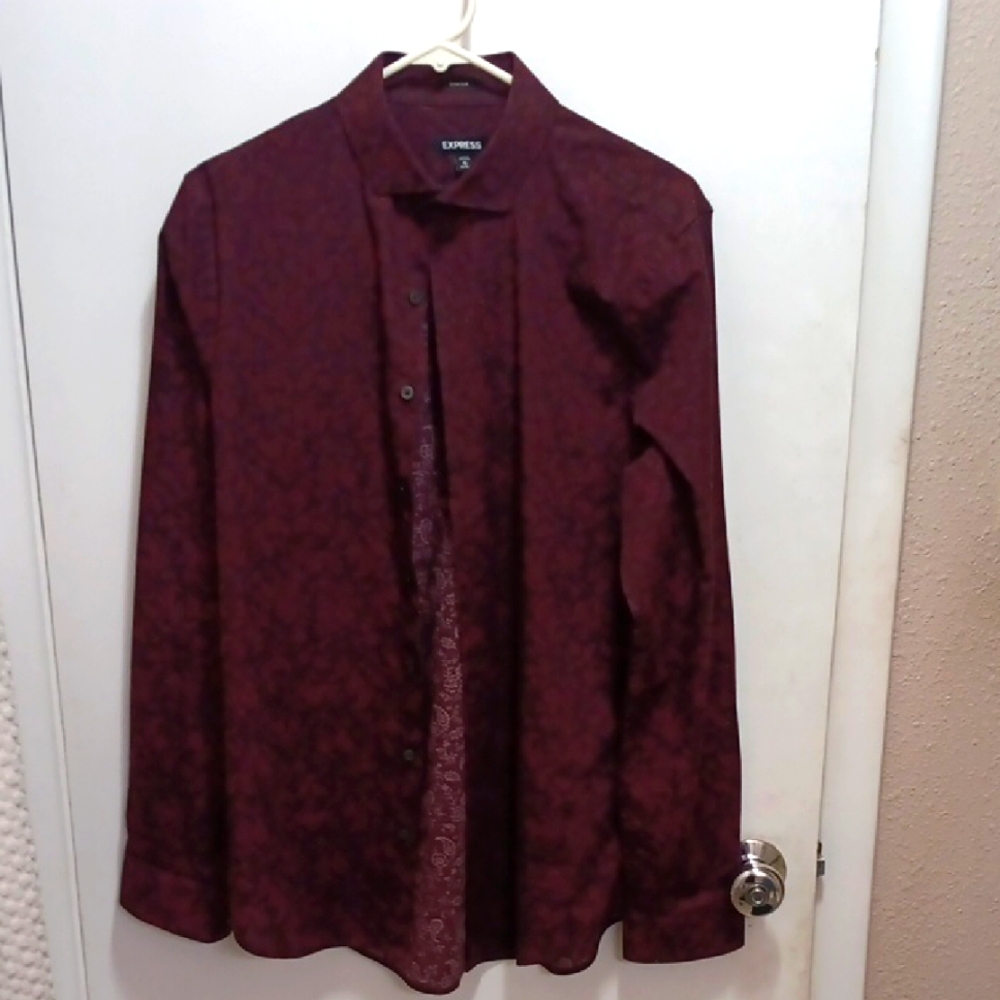 Express Burgundy Button-Up Shirt